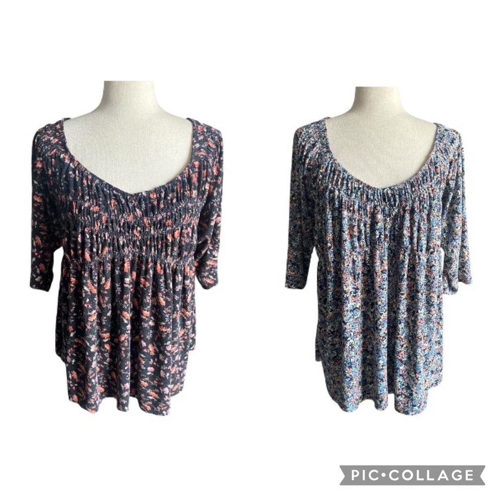 AMERICAN RAG-TWO FLORAL TOPS-WOMENS SIZE 1X
